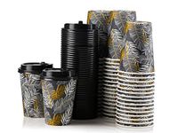 Disposable Coffee Cups 12 OZ Insulated Paper Coffee Cups with Lids, 50 Count, Paper Beverage Cups Hot or Cold Drinks - Posh Setting