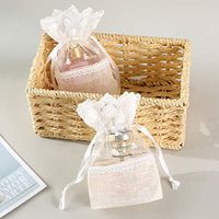 HXMLS 40Pcs Lace Drawstring Gift Bag Lace Floral Design Pouch Wedding Party Favor Bags (Size 3.9x5.5 in) (White-Butterfly)
