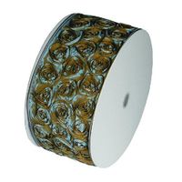 4" Wide x 10 Yards Rose Petal Rosette Ribbon with Wire Edge - Brown/Gray
