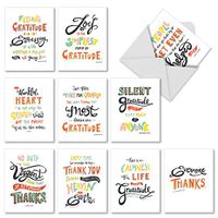 10 Gratitude and Thank You Cards with Envelopes 4 x 5.12 inch - Words Of Appreciation Greeting Cards for Wedding, Baby Shower, Thanksgiving - Boxed Occasion Stationery Note Card Set M10019TY