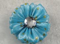 20pcs Organza Circular Flower Rhinestones Appliques Craft DIY (Pick Color) (Blue)