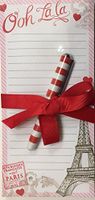 "Ooh La La" Lady Jane Magnetic Notepad w/ Red/White-Striped Mini Gel Pen