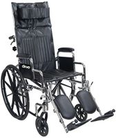 Chrome Sport Reclining Wheelchair with Detachable Desk Length Arms and Elevating Leg rest 18"