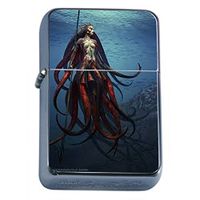 Gigantic Octopus Kraken Flip Top Oil Lighter D2 Scary Sea Monster Giant Attacking Squid