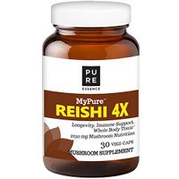 MyPure Reishi 4X Organic Mushroom Supplement by Pure Essence - 100% Real Mushroom Extract for Immune System Support, Combat Stress, Build Energy - 30 Caps