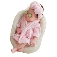 Newborn Baby Photography Photo Props Boy Girl Costume Bathrobes Bath Towel Blanket Photo Shoot (Pink)
