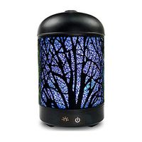 Essential Oil Diffuser Metal Cover, 160ml Aromatherapy ultrasonic cool mist humidifiers with 7 Color LED Lights & Waterless Auto Shut-off for Home Yoga Spa Office Baby Room Desk Study - Forest Pattern