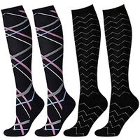 ZFiSt Compression Socks Women Men Nurse, 2/3/4Pair 20-30 mmHg Sport Running Compression Socks for Edema Diabetic Varicose Veins Flight Pregnancy (2Color2, Small/Medium)