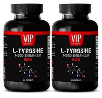 Brain and Memory - L Tyrosine 500MG - l tyrosine - 2 Bottles (120 Capsules)