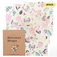 Meadow Beeswax Wrap Assorted 3 Pack Organic Reusable Food Wraps Sustainable Biodegradable Washable for Food Storage - 1 Small, 1 Medium, 1 Large