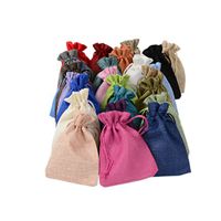 BZCTAH 20 x 30cm Linen Cotton Bags Jewelry Pouch Burlap Jute Bags, Reusable Cloth Souvenir Gift Bag with Drawstrings for Wedding Holiday, Treat DIY Craft Favor Bags Sack Pouch, Random