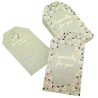 Green Especially for You Flower Frame Design Paper Gift / Price Tags with Color Twine for Gift Wrapping Packaging, Set of 48