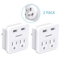 Australia, New Zealand, China Travel Adapter, POWRUI International Power Adapter with 2 AC Outlets and Dual USB ports, (Type I - Australia, China and More) 2 Pack