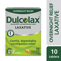 Dulcolax Laxative Tablets, Gentle, Reliable Overnight Relief from Constipation, Hard, Dry, Painful Stools, and Irregular Bowel Movements, Stimulates Bowel to Encourage Movement, 10 Count