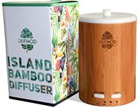 dufmod 150ml Real Bamboo Wood Diffuser for Essential Oils, Cool Mist Ultrasonic Aromatherapy Humidifier, Waterless Auto Shut-Off, Color LED Lights for Home, Office, Bedroom, Yoga Studio.