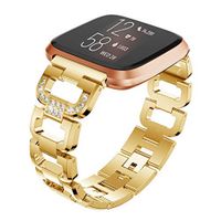 TeaBoy Bling Bands Compatible with Fitbit Versa/Versa Lite & SE/Versa 2, Women Girl Bracelet Stainless Steel D-Link with Rhinestones Wristband Strap Compatible with Fitbit Versa