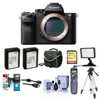 Sony a7RII Alpha Full Frame Mirrorless Digital Camera Body - Bundle w/Camera Bag, 64GB SDHC Card, 2x Spare Battery, Cleaning Kit, Micro HDMI Cable, Software Pack, Remote Shutter, Video Light, Tripod
