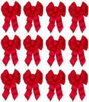 Holiday Trim # 7372 11 Loop, Deluxe, Red Velvet Wired Christmas Bow- Quantity 12