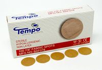 Tempo Adhesive Fabric Spot Bandage 7/8”, Sterile, Non Latex, Hypoallergenic, 100 EA/BX & 60 BX/CS, BAF078