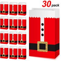 30 Pieces Paper Santa Clause Suit Print Treat Bags, Christmas Gift Bags Santa Gift Bags Candy Goodie Bags for Holiday Christmas Party Favor, 8.3 x 4.7 x 3.1 Inch