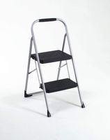 Cosco Two Step Big Step Folding Step Stool with Rubber Hand Grip, Grey Gray