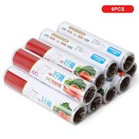 Multifunction Fresh-keeping Wrap,9pcs Food Grade PE Film Point Break Disposable Plastic Wrap Household Kitchen Fruits Vegetables Food Cling Film for Refrigerator,Microwave
