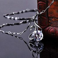Elegant Swan Silver Crystal Clavicle Pendant Necklace Fashion Jewelry Woman Pretty Beautiful Bright Cute For gift Cheap Fashionable Womens Accessory Best Comfy