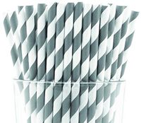 Pack of 150 Gray Swirls Biodegradable 4-Ply Paper Drinking Straws (Compostable, Non-toxic, BPA-free)