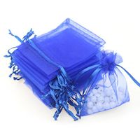 Akstore 100Pcs 2.8"x3.6"(7x9cm) Sheer Drawstring Organza Jewelry Pouches Wedding Party Christmas Favor Gift Bags (Blue)