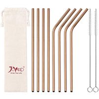 JOYECO Stainless Steel Straws Metal Reusable for 20oz Tumblers Rumblers Drinking Beverage Set of 8, Rose Copper