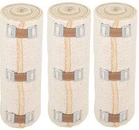 NexSkin 6" Organic Latex Free American Cotton - Comfort Elastic Bandage with Clip Fasteners - Beige, 3 Pack