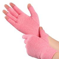 Arthritis Compression Gloves Fingerless Anti-Slip Alleviate Rheumatoid Pains, Ease Muscle Tension, Relieve Carpal Tunnel Ache for Women and Men (Pink, Large)
