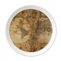 World Map Veins Pattern Background Dessert Plate Decorative Porcelain 8 inch Dinner Home