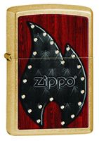 Zippo Black Flame Emblem Pocket Lighter, Gold Dust