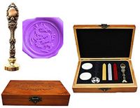 MNYR Dragon Luxury Wood Box Gold Metal Peacock Wedding Invitations Gift Cards Paper Stationary Envelope Seals Custom Logo Wax Seal Sealing Stamp Wax Sticks Melting Spoon Wood Gift Box Kit