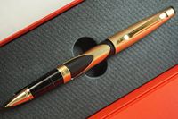 Sheaffer Made in The USA Intrigue - Matte 22KT Gold and Black with 22KT appointments Rollerball Pen and Desk Clock Ser