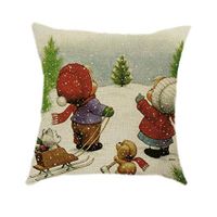 Christmas Decorative Pillow Case Santa Claus Cotton Linen Sofa Bed Throw Cushion Cover for Living Room Office Car and Cafe Decor- Kaiye Square Pillow Cover 45 x 45cm