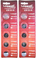 10 Pcs Lithium Coin Loopacell Battery 3v for Keyless Entry Remote Controls CR1616