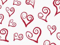Red"Curly Swirly" Hearts on White Tissue Paper Gift Wrapping 20"x30" Sheets (10)