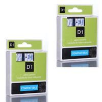 2 Pack Generic Replacemen Label Tape Compatible for DYMO D1 45011 1/2-inch 23-foot Cartridge (Blue on Clear)