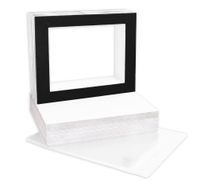 Golden State Art, Complete Pack of 50, Black Pre-Cut 11x14 Photo Mat for 8.5x11 Document with White Core Matte Set. Includes 50 Acid Free Bevel Cut Mattes & 50 Backing Backers Board & 50 Clear Bags