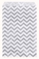 200 pcs Chevron Paper Gift Bags Shopping Sales Tote Bags 6" x 9" Shimmering Silver with Caddy Bay Collection Microfiber Cleaning Cloth