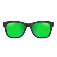 VocalSkull Alien5 Bone Conduction Glasses Wireless Bluetooth Headset Polarized Sunglasses Sports Stereo Music Headset with Microphone for iOS/Android/Windows Matted Black Frame (Jade Lens)