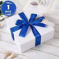 Gift Box for Man, Birthday Gift Box, Groomsmen Gift Box, Blue Ribbon with White Box, for Holiday, Birthday, Christmas, Weddings, Baby Showers, Anniversary (Royal Blue, 1 Box)