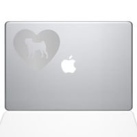 The Decal Guru Heart Pug MacBook Decal Vinyl Sticker - 15" MacBook Pro (2015 & Older) - Silver (1332-MAC-15P-S)