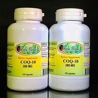 CoQ-10 Q-10 coq10 CO Q10 co-Enzyme 200mg - Various Sizes. Made in USA (2 Bottles - 200 [2x100] Capsules)