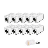 RJ45 Coupler, CAIVOV Ethernet Couple Cat7 Cat6 Cat5e Ethernet Cable Extender Adapter LAN Connector in Line Coupler Female to Female (White-10 Pack)