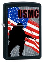 Zippo USMC Soldier Flag Black Matte Pocket Lighter