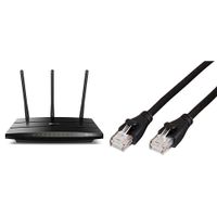 TP-Link AC1750 Smart WiFi Router - Dual Band Gigabit Wireless Internet Routers for Home, Parental Control&QoS & AmazonBasics RJ45 Cat-6 Ethernet Patch Internet Cable - 5 Feet (1.5 Meters)