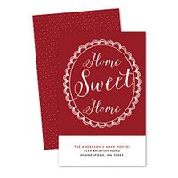 Scalloped Border Personalized Moving Announcements (Red)
